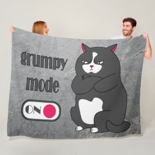 Grumpy mode on funny fat cat  fleece blanket