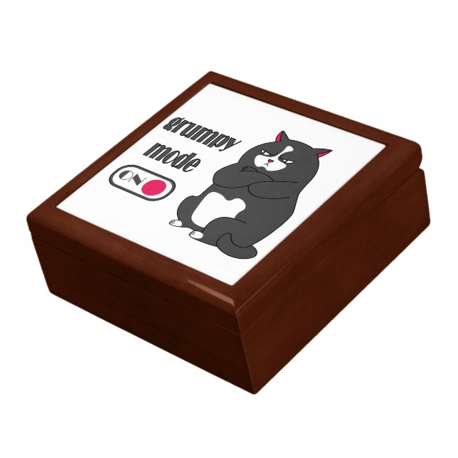 Grumpy mode on funny fat cat  gift box (Side)