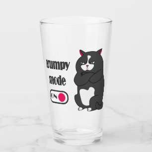 Grumpy mode on funny fat cat  glass