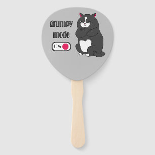 Grumpy mode on funny fat cat hand fan