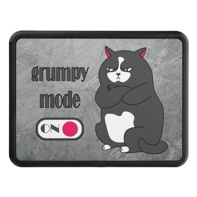 Grumpy mode on funny fat cat  hitch cover (Front)