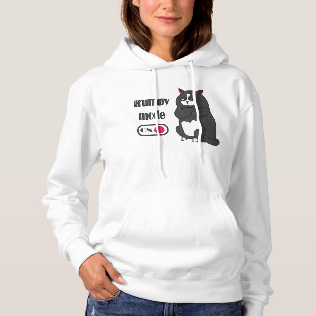 Grumpy mode on funny fat cat  hoodie (Front)