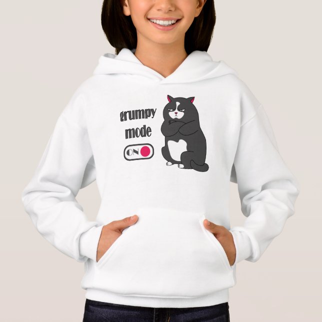 Grumpy mode on funny fat cat  hoodie (Front)
