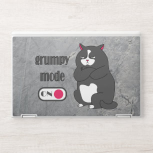 Grumpy mode on funny fat cat HP laptop skin