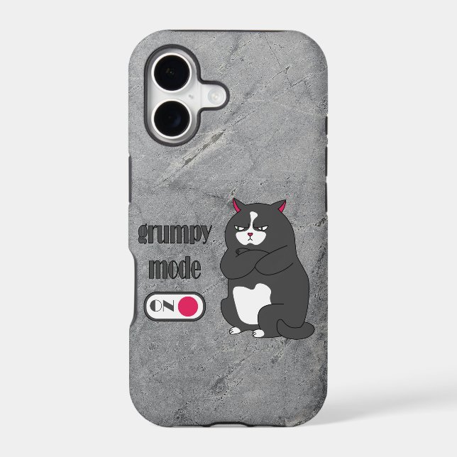Grumpy mode on funny fat cat  iphone case (Back)