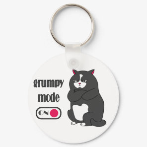 Grumpy mode on funny fat cat  keychain