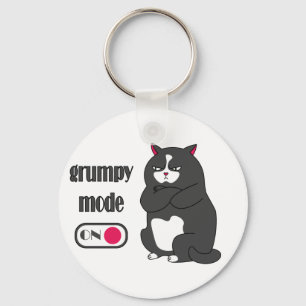 Grumpy mode on funny fat cat keychain
