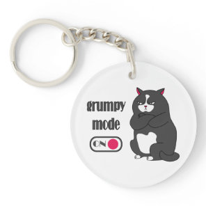 Grumpy mode on funny fat cat  keychain