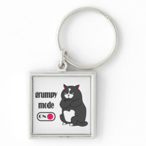 Grumpy mode on funny fat cat  keychain