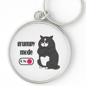 Grumpy mode on funny fat cat  keychain