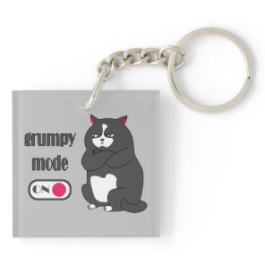 Grumpy mode on funny fat cat keychain
