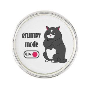 Grumpy mode on funny fat cat   lapel pin