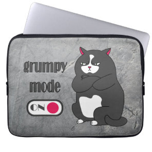 Grumpy mode on funny fat cat   laptop sleeve