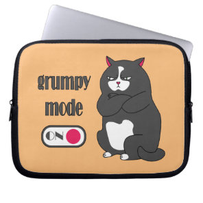 Grumpy mode on funny fat cat   laptop sleeve