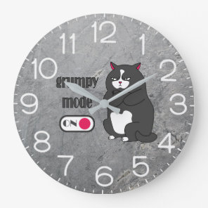 Grumpy mode on funny fat cat large clock