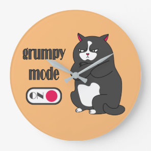 Grumpy mode on funny fat cat large clock
