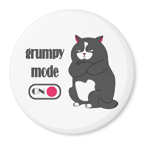 Grumpy mode on funny fat cat magnet