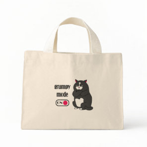 Grumpy mode on funny fat cat mini tote bag