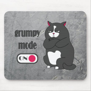 Grumpy mode on funny fat cat  mouse pad