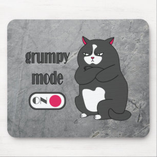 Grumpy mode on funny fat cat mouse pad