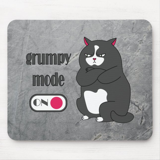 Grumpy mode on funny fat cat  mouse pad (Front)