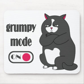 Grumpy mode on funny fat cat  mouse pad