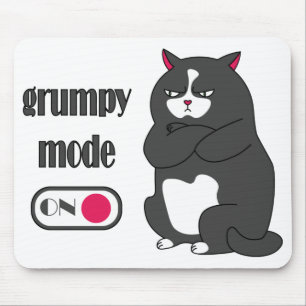 Grumpy mode on funny fat cat mouse pad