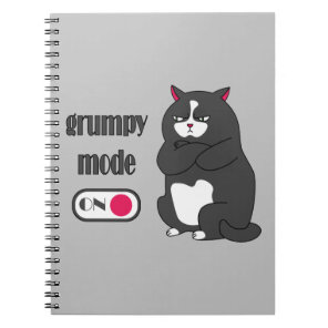 Grumpy mode on funny fat cat notebook