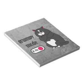 Grumpy mode on funny fat cat  notepad