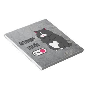 Grumpy mode on funny fat cat notepad
