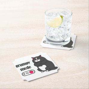 Grumpy mode on funny fat cat paper coaster