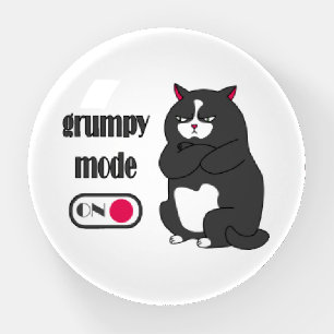 Grumpy mode on funny fat cat paperweight