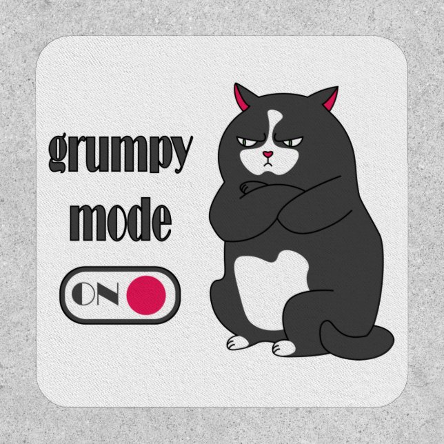 Grumpy mode on funny fat cat  patch (Front)