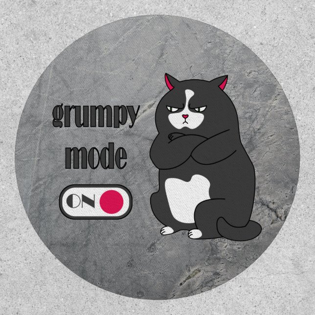 Grumpy mode on funny fat cat  patch (Front)