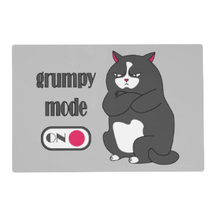 Grumpy mode on funny fat cat placemat