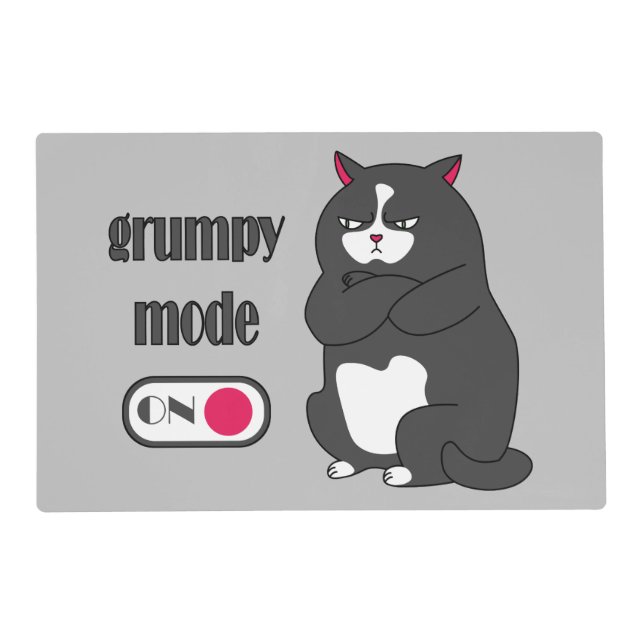 Grumpy mode on funny fat cat  placemat (Front)