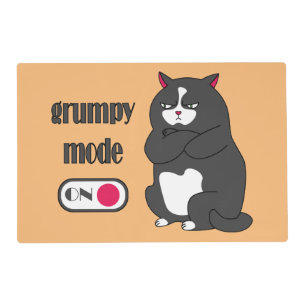Grumpy mode on funny fat cat  placemat