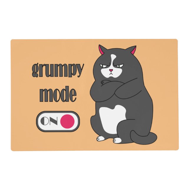 Grumpy mode on funny fat cat  placemat (Front)