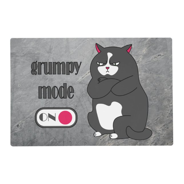 Grumpy mode on funny fat cat placemat (Front)