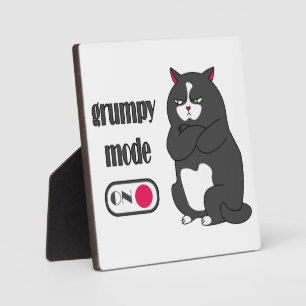 Grumpy mode on funny fat cat  plaque