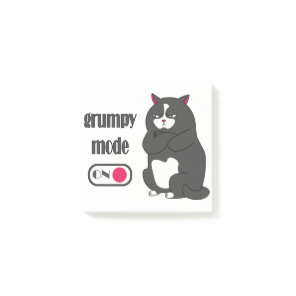 Grumpy mode on funny fat cat  post-it notes