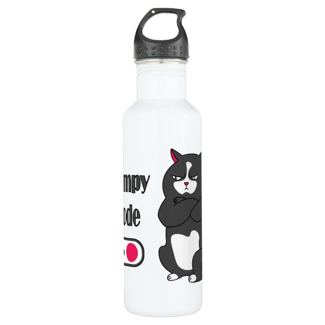 Grumpy mode on funny fat cat  stainless steel wate stainless steel water bottle (Front)