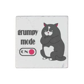 Grumpy mode on funny fat cat stone magnet