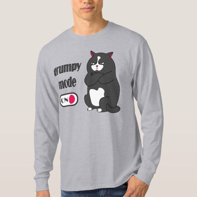Grumpy mode on funny fat cat T-Shirt (Front)