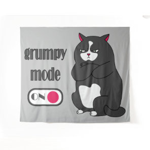 Grumpy mode on funny fat cat  tapestry