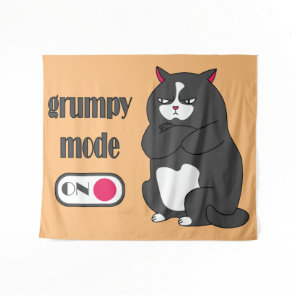 Grumpy mode on funny fat cat  tapestry