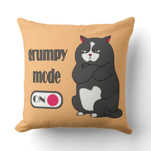 Grumpy mode on funny fat cat throw pillow