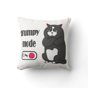 Grumpy mode on funny fat cat throw pillow