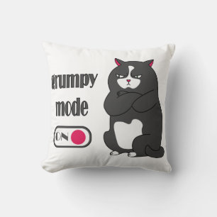 Grumpy mode on funny fat cat throw pillow