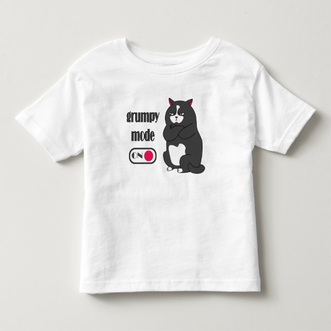 Grumpy mode on funny fat cat toddler t-shirt (Front)